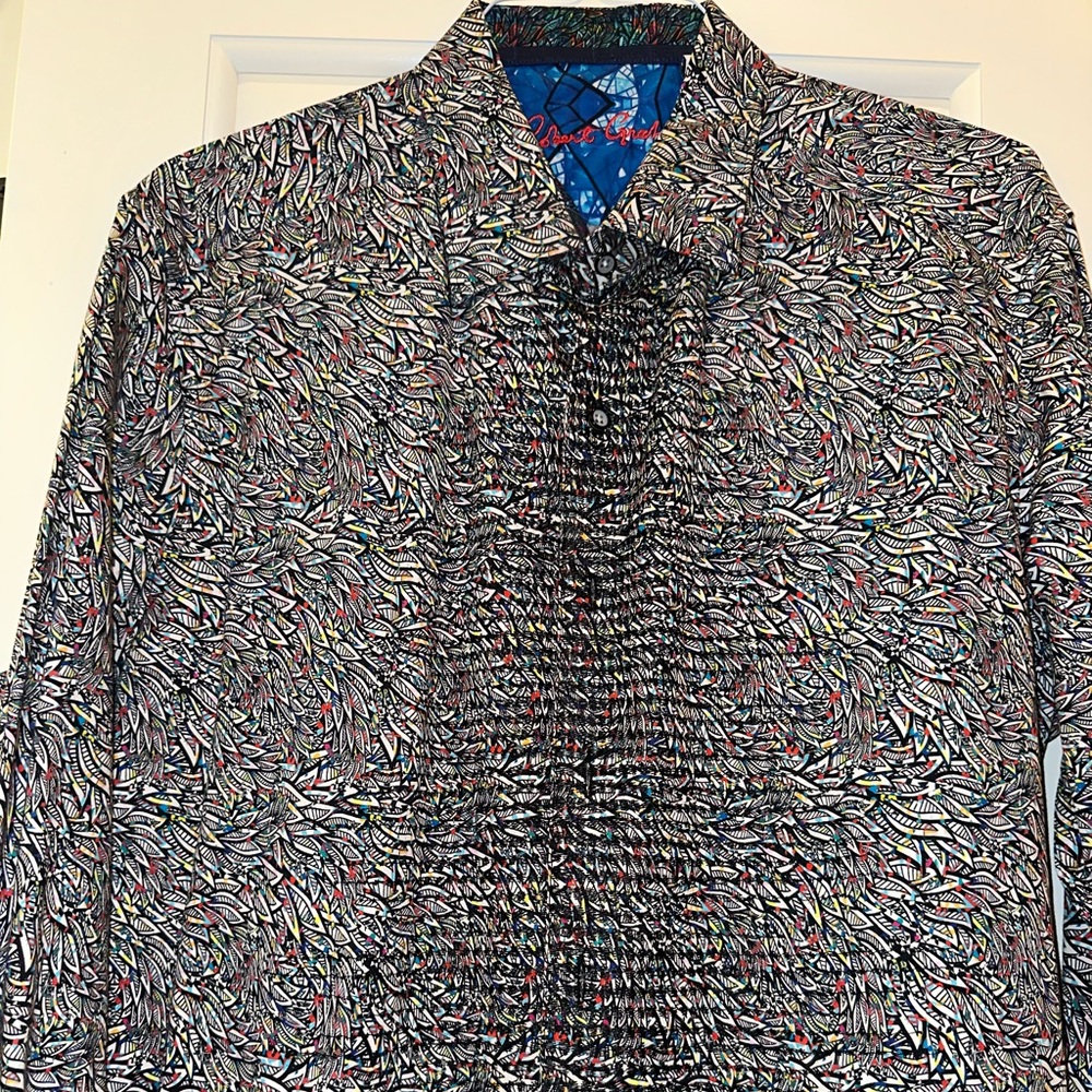 Colorful Embroidered Robert Graham Printed Shirt